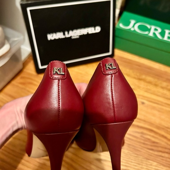 Karl Lagerfeld Burgundy Studded Heels | NWT | size 9.5 - Picture 11 of 11